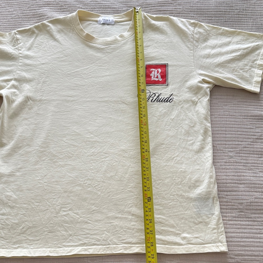 Rhude Yellow Short Sleeve Tee with Red Logo - Picture 3 of 7